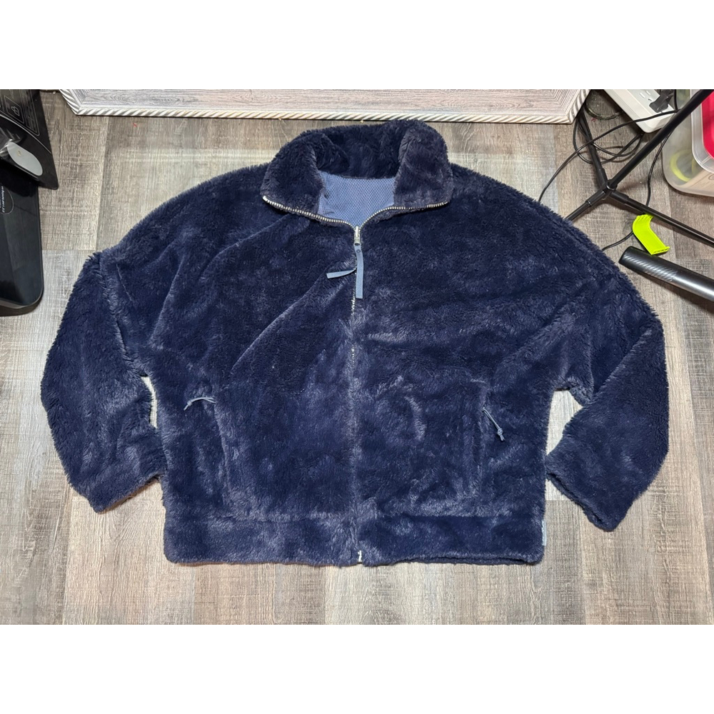 Women's Columbia Navy Fuzzy Reversible Full-Zip Jacket M